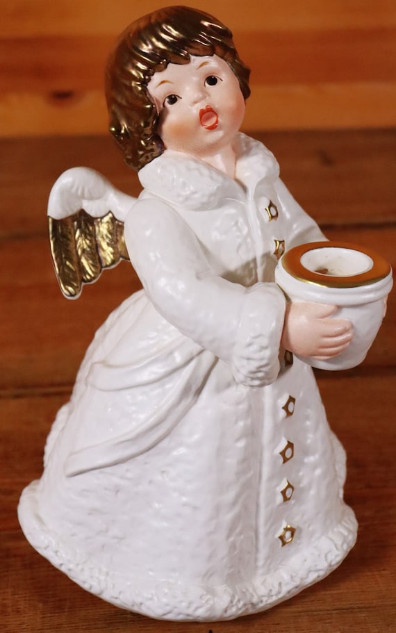 Goebel Porzellan Figur Engel Gold 42 329 22 Frobek Kerzenhalter 22,5 cm Top! #N