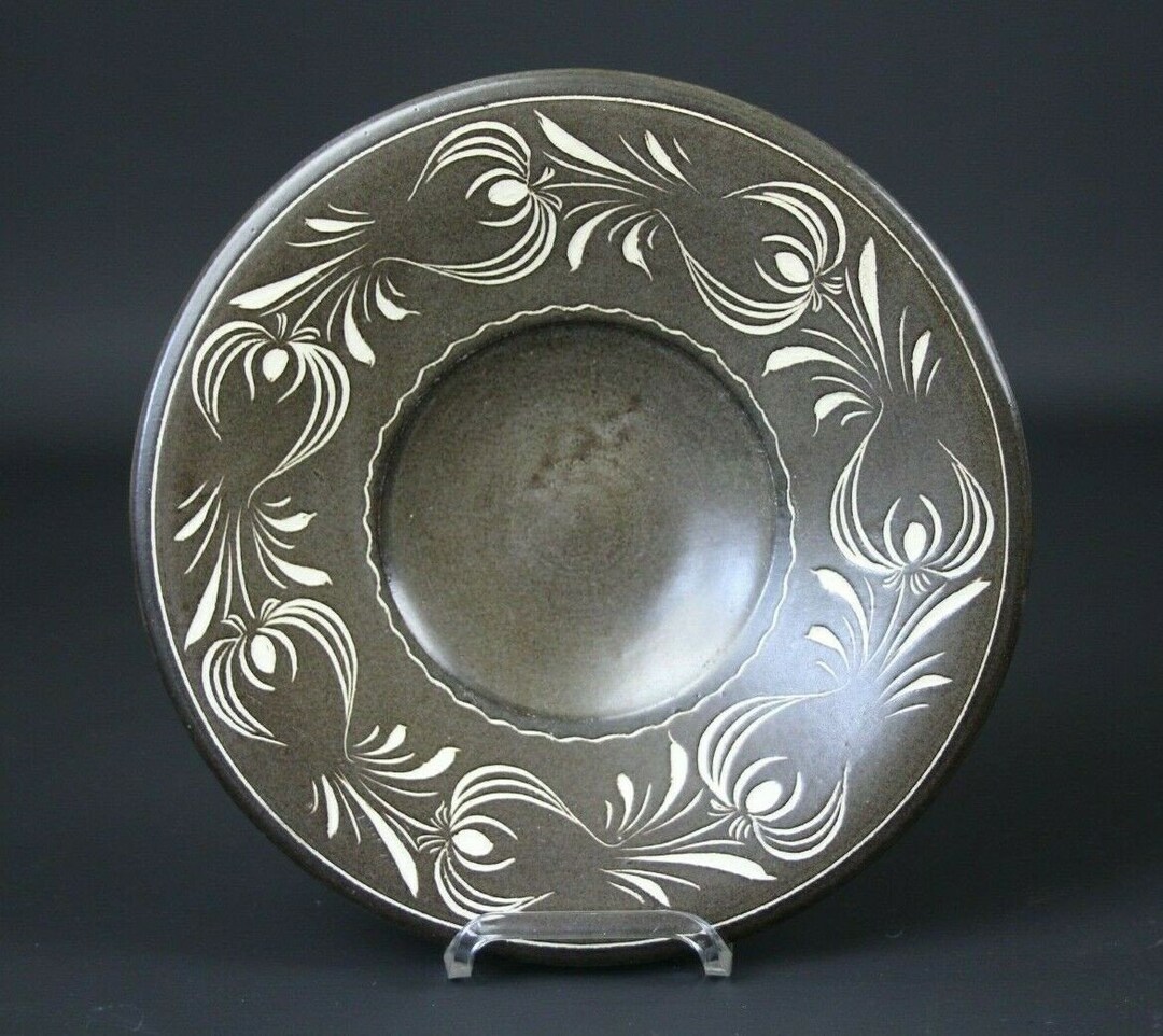 Claussen / Handmade / Wall Plate / Ceramic / Brown / 7080s / Etsy