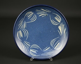 Claussen / handmade / small plate / ceramic / blue / 70-80s / RARE! #O
