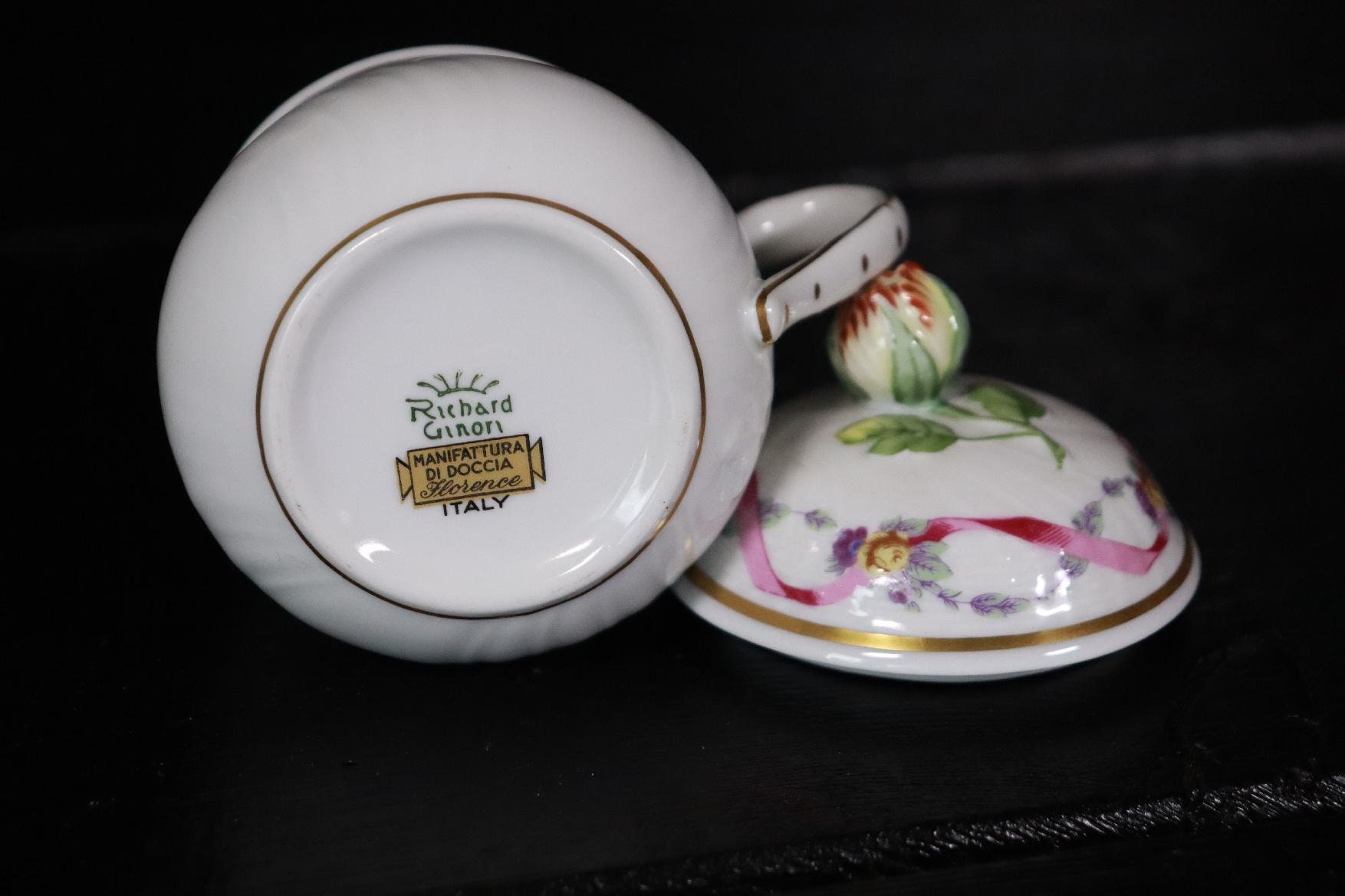 Buy Richard Ginori Di Doccia Florence Italy Cup With Rose Lid, Pot 