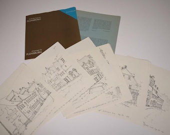 10 Kunstdrucke von Flensburg / Povl Leckband / Zeichnungen #Y2
