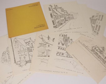 20 Kunstdrucke von Flensburg / Povl Leckband / Zeichnungen #Y2