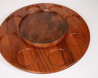 Vintage - DIGSMED rotating plate / teak / roundel / mid century / 70s #Q