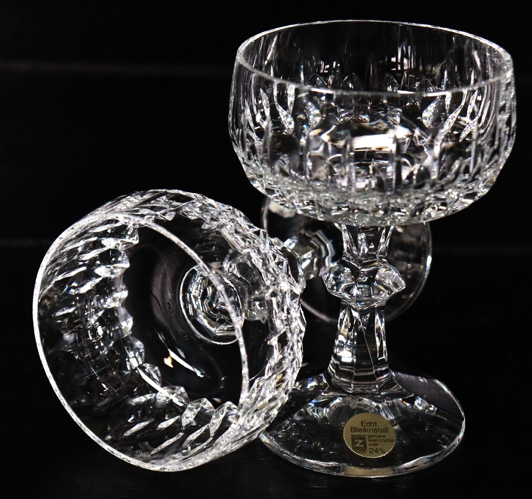 2x altes Schott Zwiesel Bleikristall Likörschalen Tango 10,8cm Tropfenschliff #W