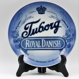 ZELDZAAM Royal Copenhagen Tuborg Brouwerij Bord - Blauw Geschilderd Verzamelaarsbord TOP! 2#Z3