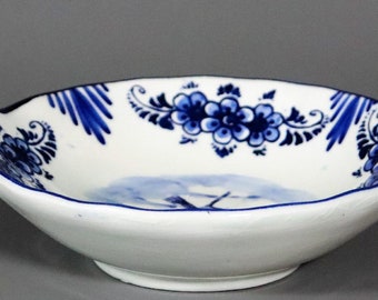 Delfts Holland - Bowl with mill - Delft Blue earthenware - signed #B