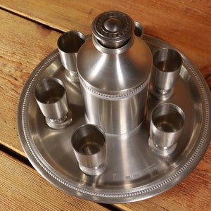 Vintage pewter carafe with cup and tray KTS Koppar & Tennsmide Arne Karlsson #Q