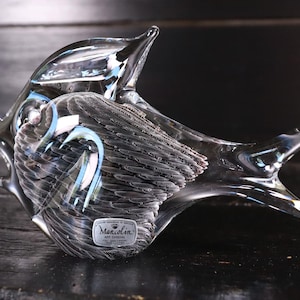 Marcolin Art Crystal Fish Figure Fumato Effect Handmade Sweden