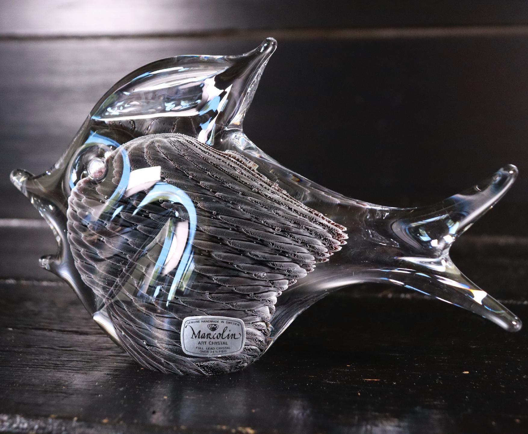 MaRcolin マルコリン ART CRYSTAL 魚ハンドメイドスウェーデン