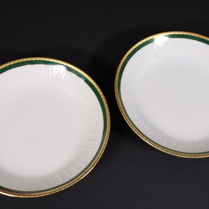 2 Scherzer soup plates 21 cm / gold decor / green / porcelain #Z2