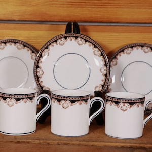3x Wedgwood Bone China MEDICI R4588 Espresso Cup + Saucer made in England #U3