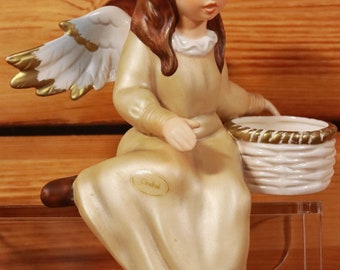 Goebel Porcelain Figure Angel Gold 42 069 Tealight Holder Top! #N