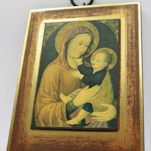 Old painting replica wooden panel icon 21 x 16 cm holy image Bellini 4#Z3