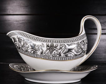 Wedgwood Bone China Florentine W4312 Saucière noire 22 cm #Y2