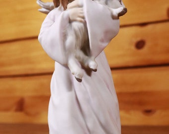 AK Kaiser colored bisque porcelain figure 722 angel with lamb 20 cm W Germany #N
