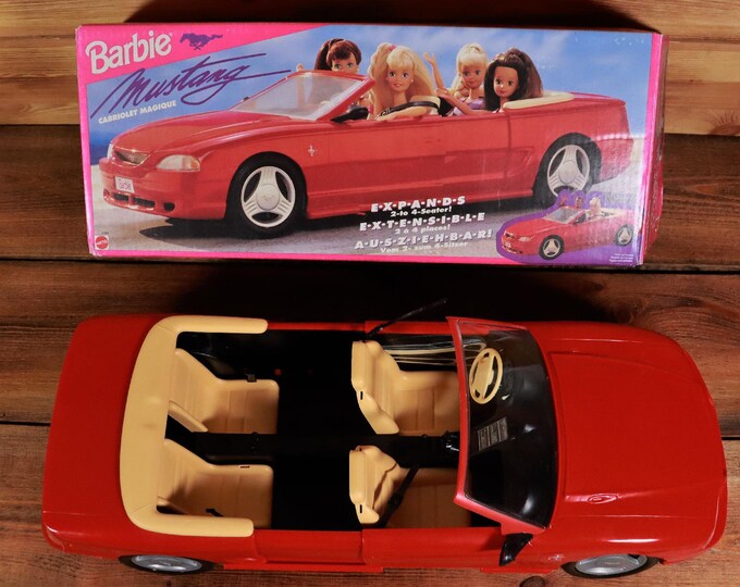 Vintage Mattel Barbie Car Red Mustang Cabriolet Stretchlimosine 1994 V6 - Etsy