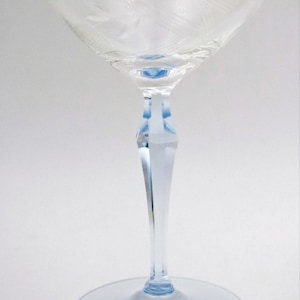 Art Deco martini glass with faceted blue diamond stem / Bohemian Art #S