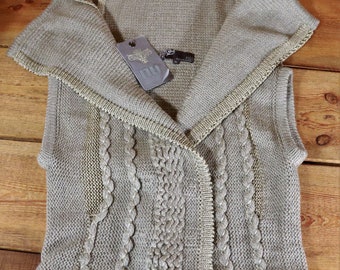 NÜ by staff-woman knitted vest beige, short waistcoat size XL NEW #P