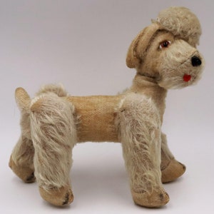 Antique cuddly toy dog - glass eyes & movable limbs / Steiff or Hermann #Z4