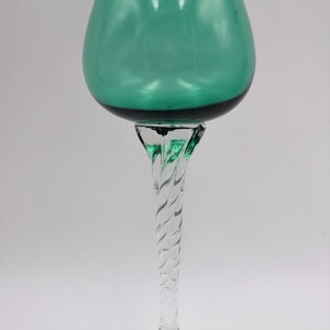 Twisted Glas Türkis - Weinglas gedrehter Stiel 23 cm / Art Murano #Z4