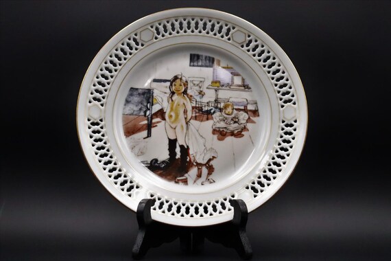 Bing & Gröndahl Sammelteller 739 Carl Larsson Nr.6 / B & G Durchbruch #Y3