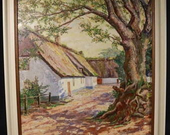 Gemälde - Heinrich Warming (Flensburg) / 1895-1969 / Reetdachkate 1941