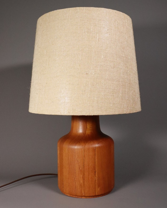 Kirk Copenhagen 1960s Danish Teak Table Lamp H 52.5 Cm / Mid