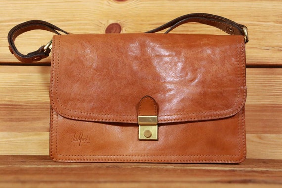 La Moda leren handtas bruin vintage - zo goed als nieuw / Oud #O - Etsy  Nederland
