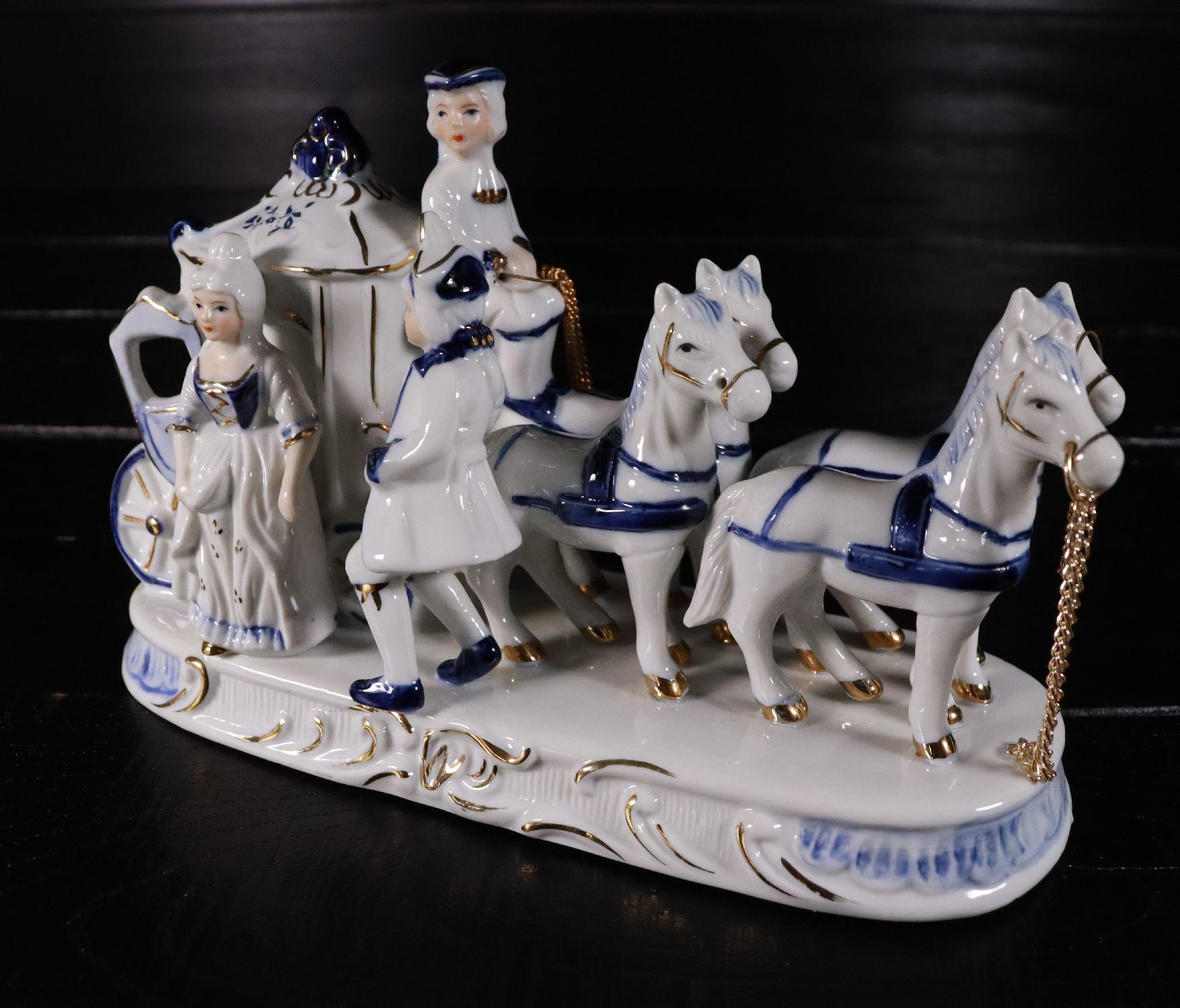 Richard Ginori Porcelain Figure Carriage Horse and Team Rococo Italy #A ...