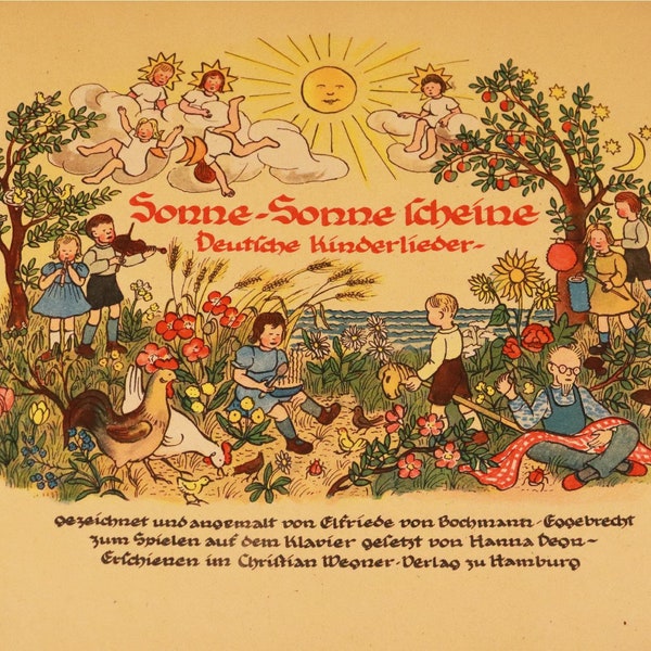 Sonne-Sonne scheine Deutsche Kinderlieder 1947 Christian Wegner Verlag #W