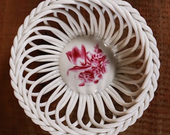 Herend Węgry Przełomowy kosz porcelanowy 13 cm Apponyi fioletowy #I