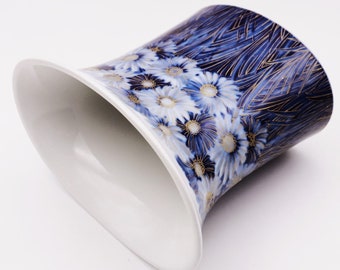 Vase en porcelaine AK Kaiser 594 Futura 14 cm cobalt véritable avec décoration dorée K. Nossek #C