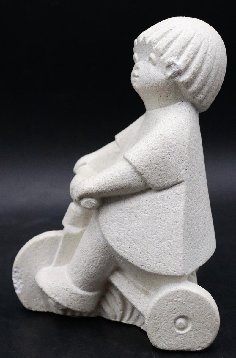 Marbell by Stone Art Belgium Statue Girl on Tricycle C Etsy