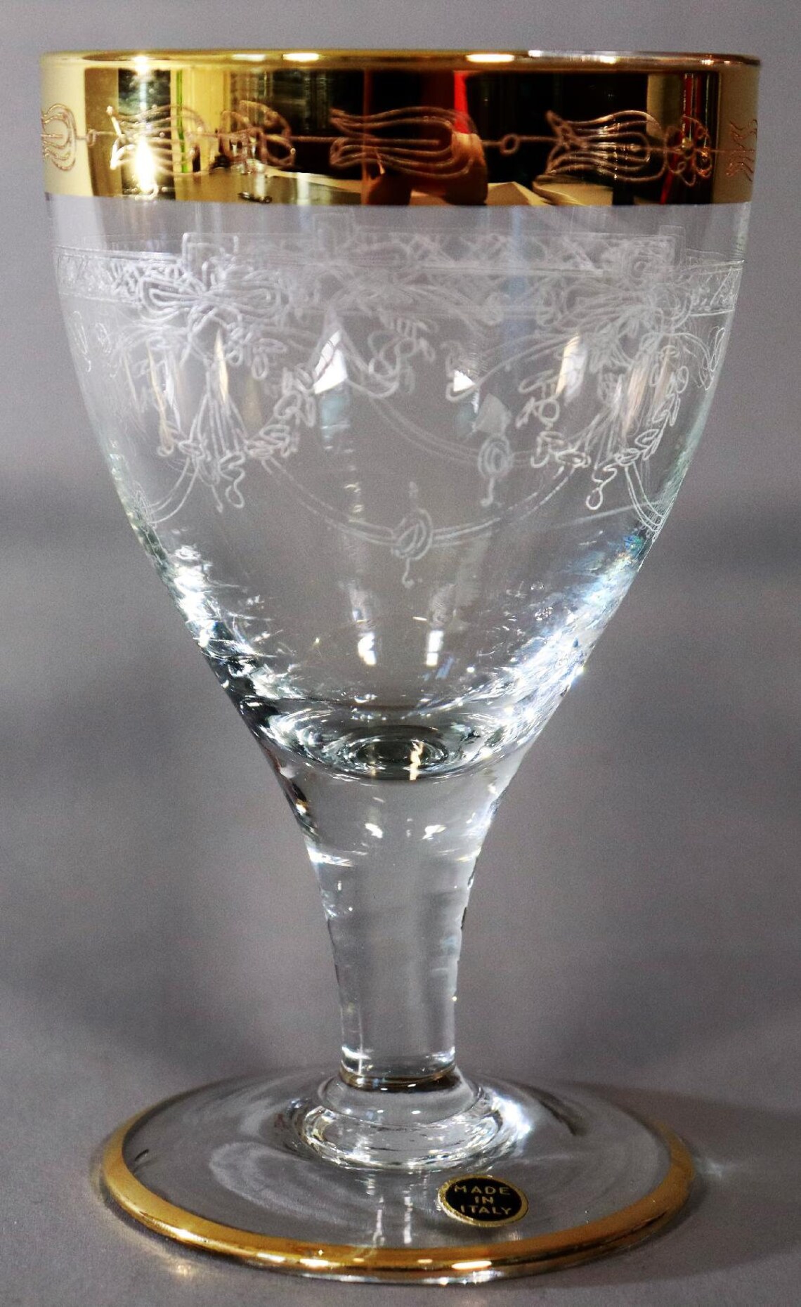 Riccio Italy Wine Glass Crystal Arabesque Gold Staffage | Etsy