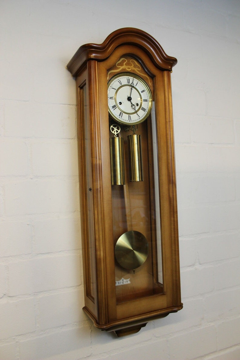 Large Cherry Wood Wall Clock / Pendulum Clock / Original Etsy