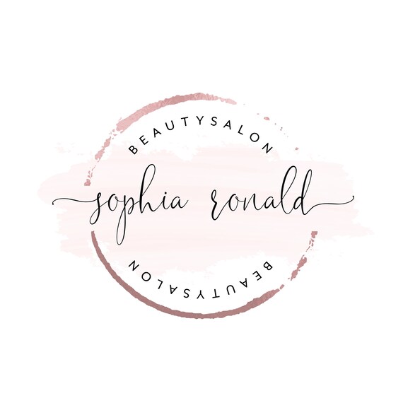 Pre Made Logo Rosegold Pink Watercolor Hair Salon Logo Etsy