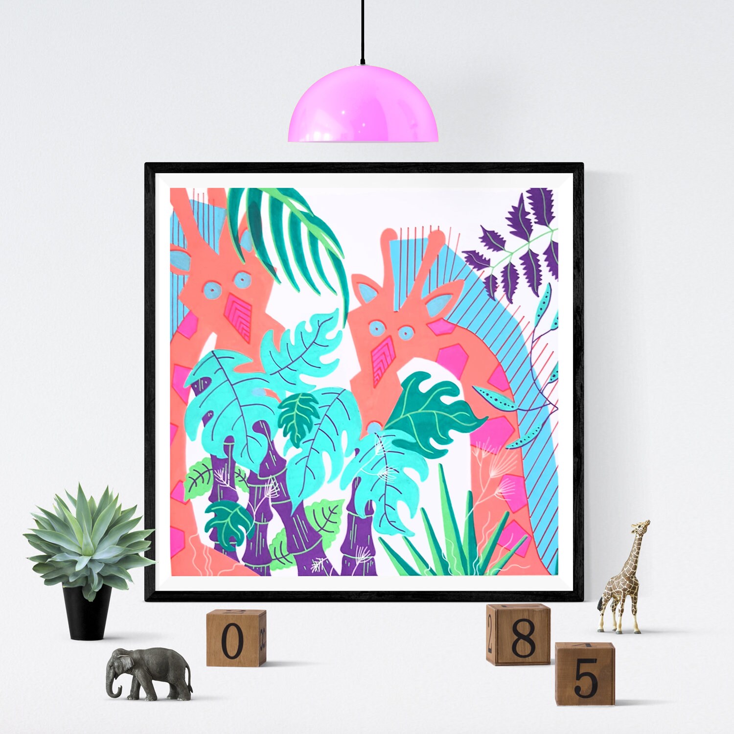 Illustration Girafes/Fait à La Main Réalisation sur Commande.