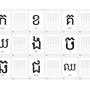 Khmer Consonant Hand Writing Tracing Sheets - Etsy