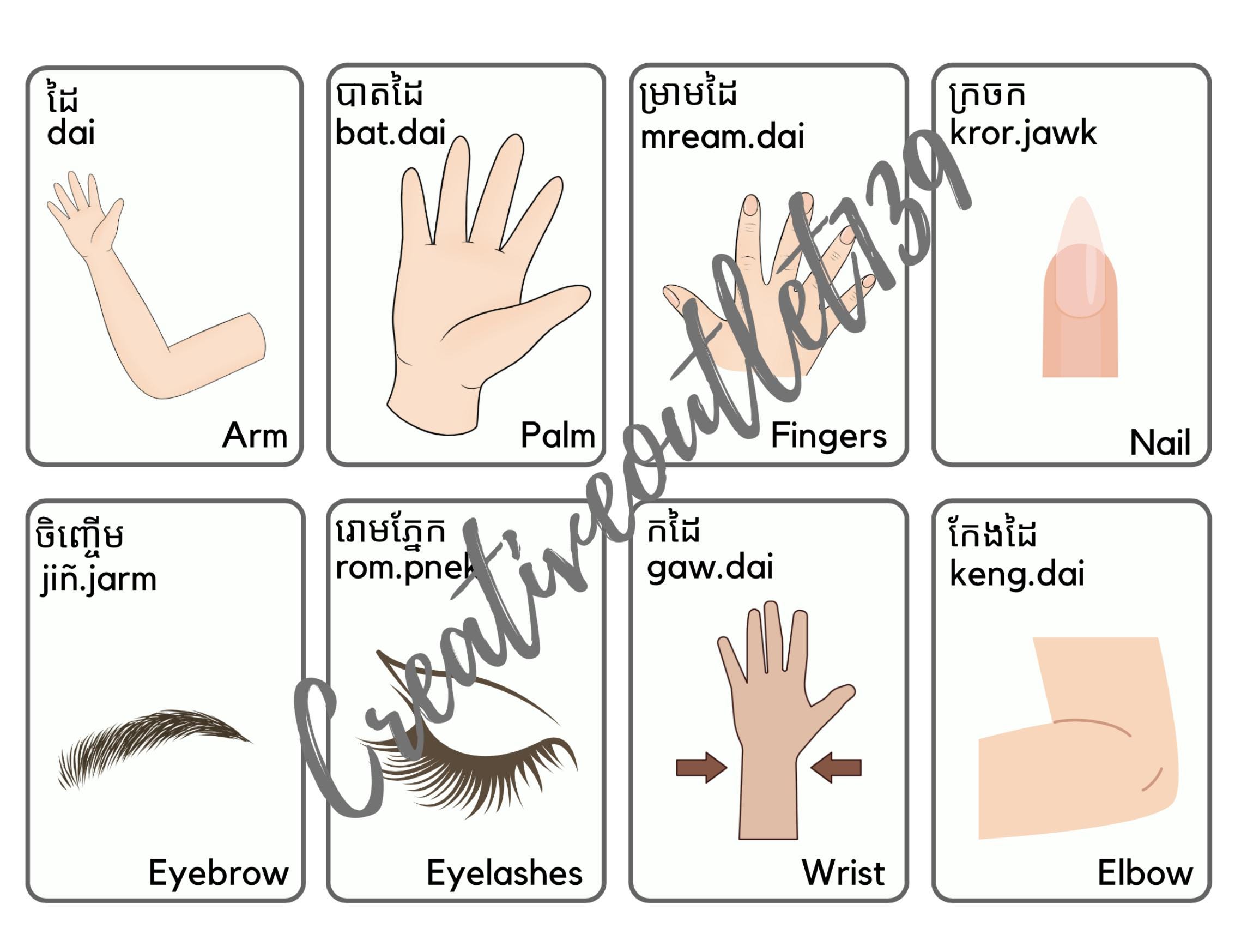 body-parts-in-khmer-32-flashcards-etsy