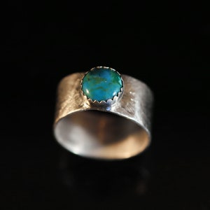 Large unique sterling silver ring with Turquoise
