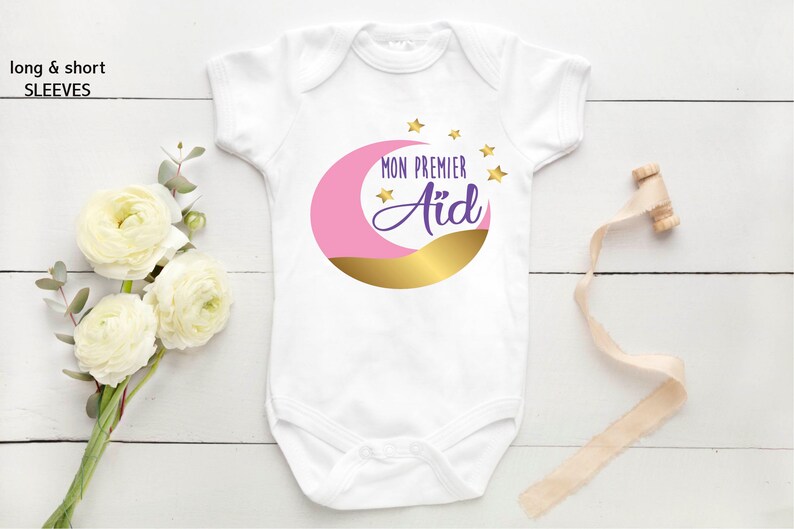 Mon premier a\u00efd My First Eid baby bodysuit baby gift tenue de b\u00e9b\u00e9 Eid Mubarak baby clothes personalised baby unisex vest