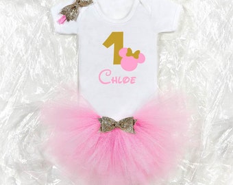 First Birthday personalised Outfit, Personalised First Birthday party outfit, 1st birthday Girl Tutu, Cake Smash Outfit