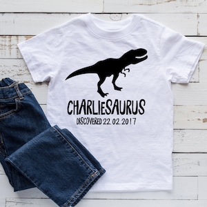 Personalised Kids T-Shirts, Personalised Dinosaur T-shirt for Girls and Boys Unisex