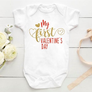 Valentine&#39;s Day  baby bodysuit/First Valentine&#39;s Day Baby Gift / Gift for her/ Valentine&#39;s Day  baby present/ personalised  baby Valentines