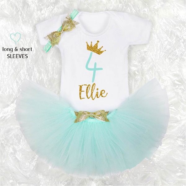 Personalised 4th Birthday Tutu Outfit, Fourth Birthday Party Costume, Birthday Girl Outfit, Cake smash Photoshoot, 4th Birthday Gift