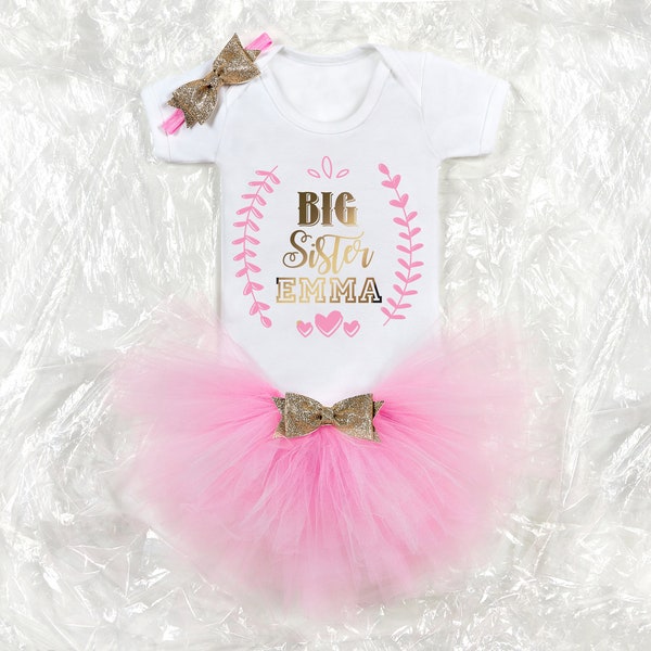 Big sister announcement outfit, Personalised Big sister outfit, Gift for big sister, Big sister tutu outfit