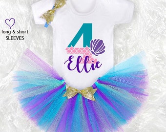 Personalized 4th Birthday Mermaid Outfit, Mermaid Theme Birthday Outfit, Birthday Girl Gift, 4th Birthday Girl Outfit, 4th Birthday Party