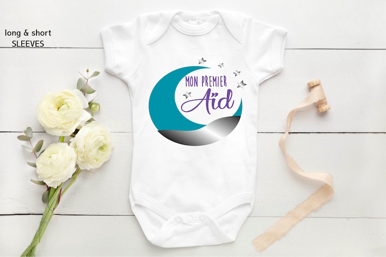 Mon premier a\u00efd My First Eid baby bodysuit baby gift tenue de b\u00e9b\u00e9 Eid Mubarak baby clothes personalised baby unisex vest