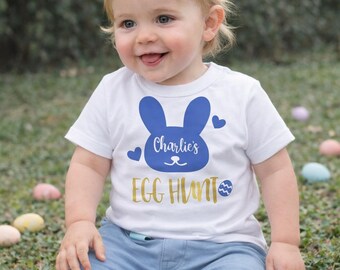 T-shirt personnalisé lapin de Pâques pour garçons et filles - Tenue de Pâques pour fils, fille ou petit-enfant