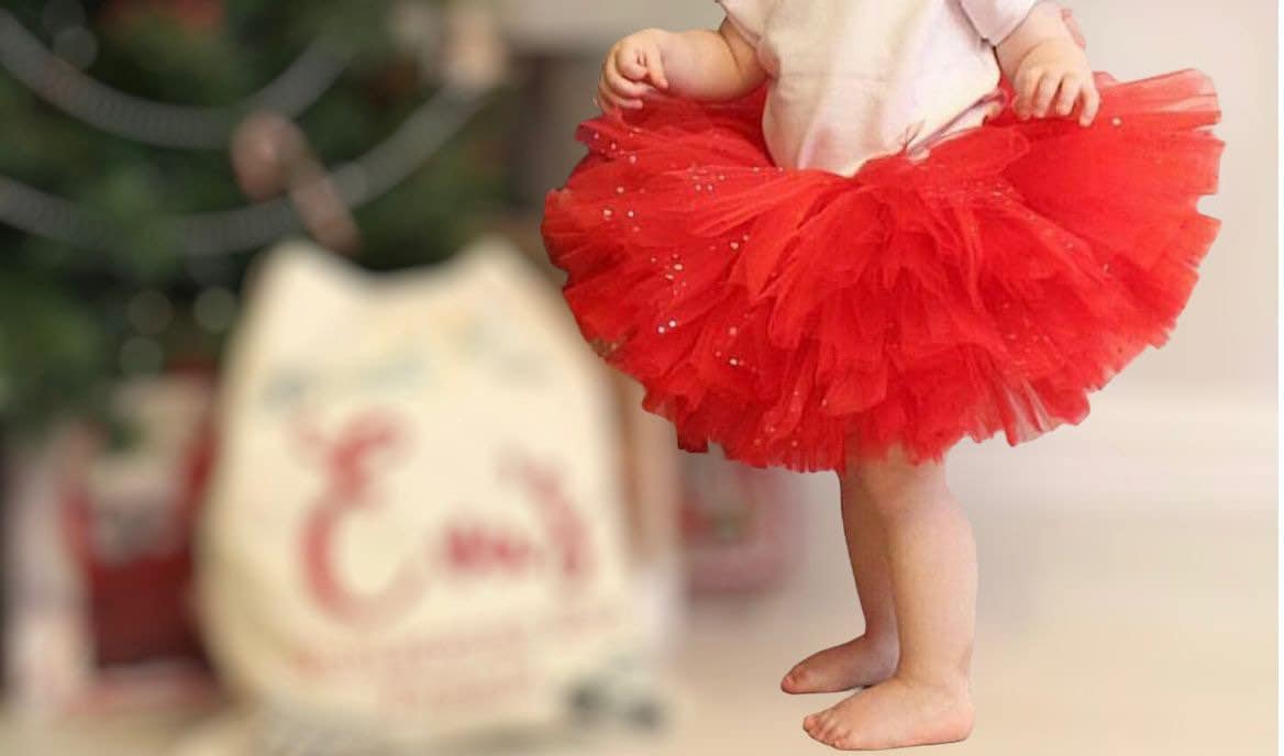 Falda de tutú para mujer, diseño de Papá Noel, con lentejuelas brillantes,  color rojo brillante